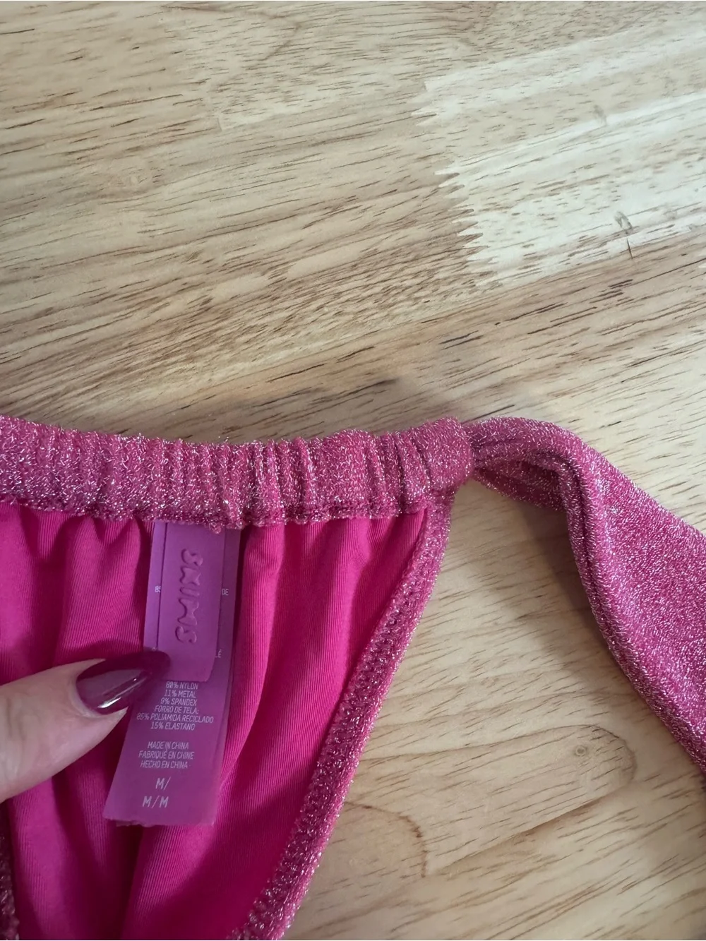 SKIMS Glitter Swim Hot Pink Bikini Bottom